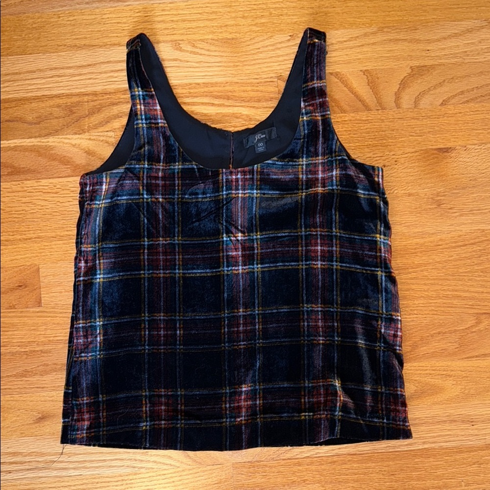 Plaid velvet tank top